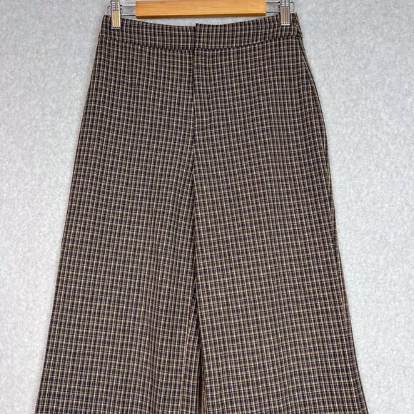 Reformation Brown Plaid Faye High Waisted Wide Leg Trouser Pant Size 2 - Picture 2 of 13